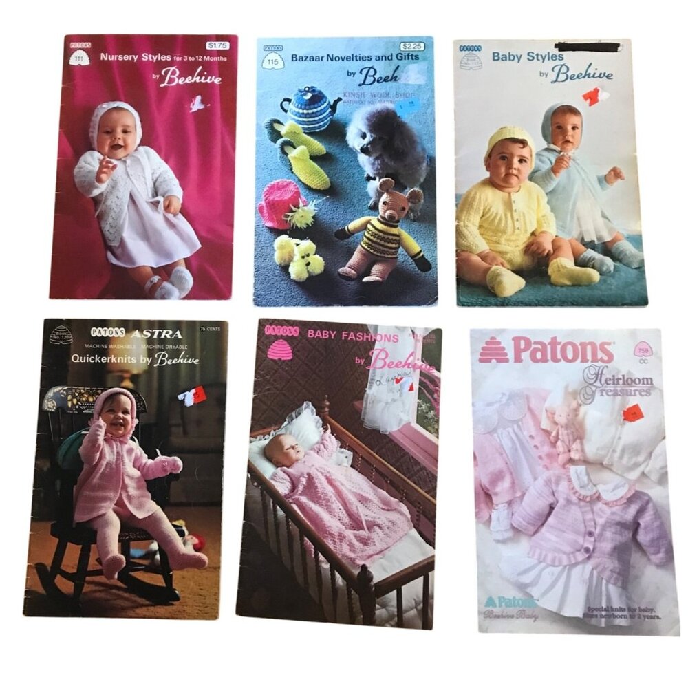 Baby Knitting Pattern Booklet Lot of 6 Beehive Patons